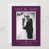 エレガントCrimson Photo Save The Date 招待状 (正面)