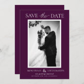 エレガントCrimson Photo Save The Date 招待状 (正面/裏面)