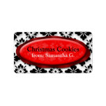 エレガントDamask Red Christmas Cookieラベル ラベル<br><div class="desc">休日ベーキングラベル。#christmas #cookies</div>