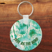 エレガントDandelionモノグラムグリーンとホワイト | キーホルダー (正面)