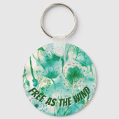 エレガントDandelionモノグラムグリーンとホワイト | キーホルダー (裏面)