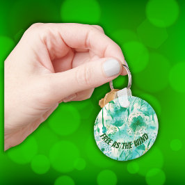 エレガントDandelionモノグラムグリーンとホワイト | キーホルダー