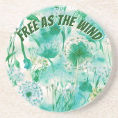 エレガントDandelionモノグラムグリーンとホワイト | コースター (正面)