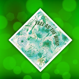 エレガントDandelionモノグラムグリーンとホワイト | スタンダードカクテルナプキン