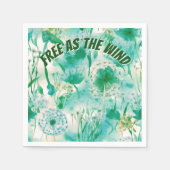 エレガントDandelionモノグラムグリーンとホワイト | スタンダードカクテルナプキン (正面)