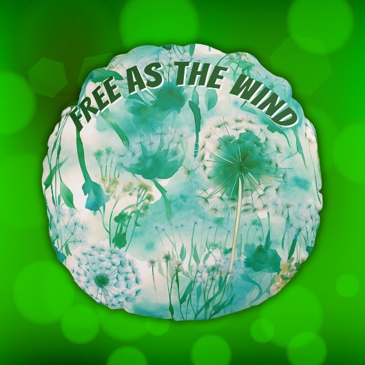 エレガントDandelionモノグラムグリーンとホワイト | ラウンドクッション