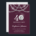エレガントDiamonds Burgundy 40th Birthdayパーティー 招待状<br><div class="desc">ダイヤエレガントモンブルゴーニュ40歳の誕生日パーティの招待状。エレガンスと華やか素晴らしな、この節目の誕生日の招待で輝くモダン準備ができてきらきら光る!このデザインは、洗練された背景に輝くスパークお洒落ルなダイヤモンドのイメージを備え、豪華なお祝いのオーラを作り出している。シックなエレガントスクリプトとフォントのバランスが美しいモダンタイポグラフィで、招待のすべての詳細はハイエンドガラスを醸し出す。この招待は、キラキラの魅力、ダイヤモンドの洗練さ、そして本当に魅力的なイベントの興奮を集めるマイルストーンの誕生日に最適である。さあ祝スタイルだ!</div>