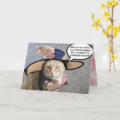 エレガントDIVA帽子の猫、ピンクのバラ母の日 カード (黄色い花)