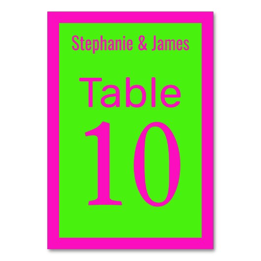 エレガントDIYカラーショッキングピンクのライムグリーン テーブルナンバー (正面)