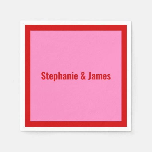 エレガントDIYカラーズピンク#3赤 スタンダードカクテルナプキン (正面)