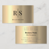 エレガントDIYブラックモノグラム&名前，黄色金ゴールド 名刺 (正面/裏面)