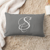 エレガントDIYホワイトスクリプトモノグラム&姓/グレー ランバークッション (ブランケット)