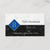 エレガントDIYモノグラム名情報、白および大理石 名刺 (正面)