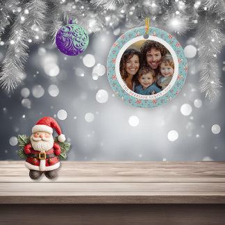 エレガントDuck Egg Holly Christmas Photo セラミックオーナメント