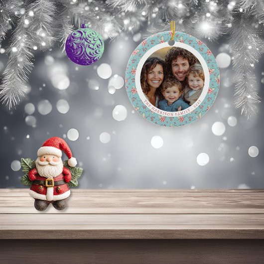 エレガントDuck Egg Holly Christmas Photo セラミックオーナメント