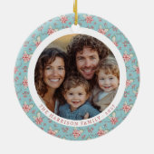 エレガントDuck Egg Holly Christmas Photo セラミックオーナメント (裏面)