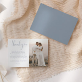 エレガントDusty Blueのスクリプ結婚ト サンキューカード