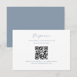 エレガントDusty BlueのQRコー結婚ドRsvpのスクリプト エンクロージャーカード