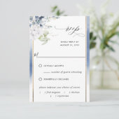 エレガントDusty Blue、With/Out Meal Options結婚's 出欠カード (スタンド正面)