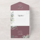 エレガントDusty Purple Boho Greeneryの結婚写真 オールインワン招待状 (外側)