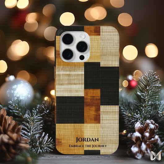 エレガントEarth Tonesグリッド – 黒とオークレーの調和 Case-Mate iPhoneケース