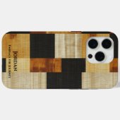 エレガントEarth Tonesグリッド – 黒とオークレーの調和 Case-Mate iPhoneケース (裏面 (横))