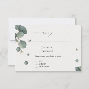 エレガントEucalyptus RSVPカードと食事オプション 出欠カード