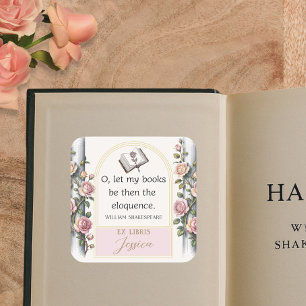 エレガントEx Libris水彩フローラ蔵書票 スクエアシール