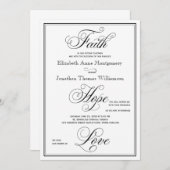 エレガントFaith Hope Love Script結婚式招待状 招待状 (正面/裏面)