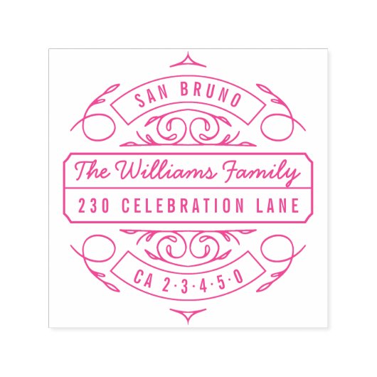 エレガントFlowishスクリプト名ラウンド差出人住所 セルフインキングスタンプ (デザイン)