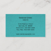 エレガントFlriish Business Card、ティール（緑がかった色） 名刺 (裏面)