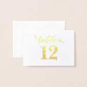 エレガントFOIL実在金ゴールド結婚のテーブル番号が小さい 箔カード (裏面封筒付き)