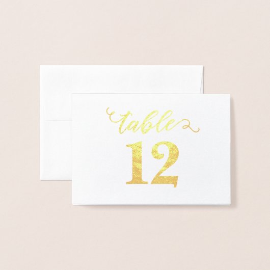 エレガントFOIL実在金ゴールド結婚のテーブル番号が小さい 箔カード (裏面封筒付き)