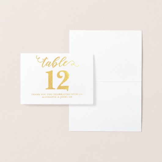 エレガントFOIL実在金ゴールド結婚のテーブル番号が小さい 箔カード (ディスプレー)