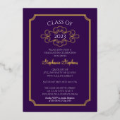 エレガントFrame Purple College卒業パーティー 箔招待状 (正面)