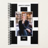 エレガントGeometric Black & White Business Photo プランナー手帳 (正面)