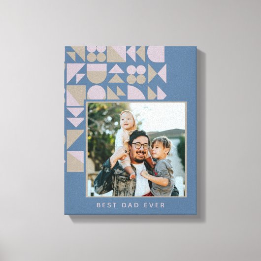 エレガントGeometric Dusty Blueパーソナライズされた Photo キャンバスプリント (正面)