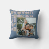 エレガントGeometric Dusty Blueパーソナライズされた Photo クッション (裏面)