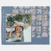 エレガントGeometric Dusty Blueパーソナライズされた Photo フリースブランケット (正面(横))