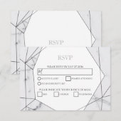 エレガントGeometric Marble Wedding RSVPカード (正面/裏面)