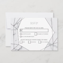 エレガントGeometric Marble Wedding RSVPカード