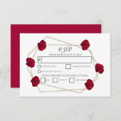 エレガントGeometric Red Rose Wedding RSVPカード (正面/裏面)