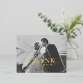 エレガントGold Foil Thank You Script 結婚's 箔シーズンポストカード (立ち正面)