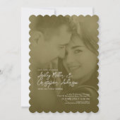 エレガントGolden Brown Duoton写真結婚の 招待状 (正面)