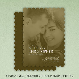 エレガントGolden Brown Duoton写真結婚の 招待状