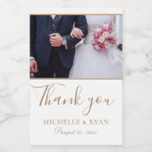 エレガントGolden Script結婚's Photoありがとう ワインラベル (シングルラベル)