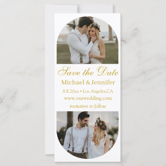 エレガントgolden script 2 arch photos save date (正面)