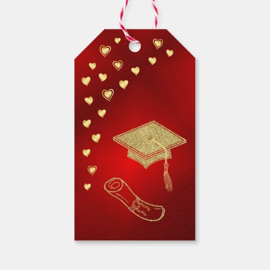 エレガントGraded Photo Red 2025卒業ありがとう ギフトタグ (裏面)