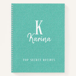 エレガントgreen monogramスクリプト名レシピ ノートブック