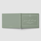 エレガントGreen Sage Monogram書道結婚の ゲストブック (全面)